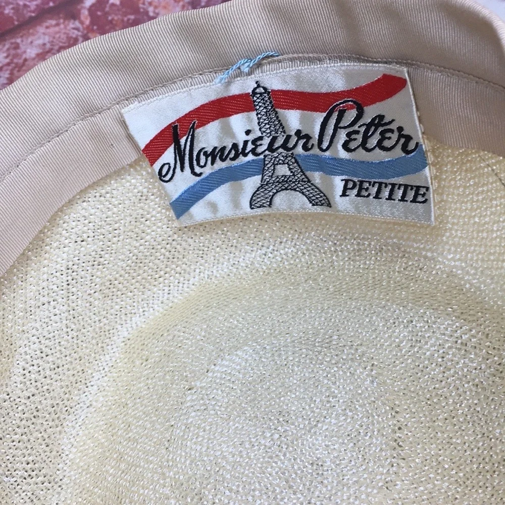 Vintage MC Monsieur Peter Oatmeal and Blush Pink Woven  Statement Hat